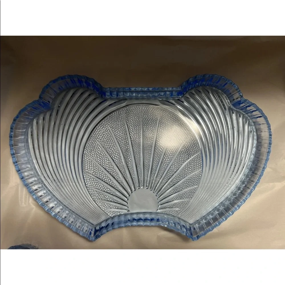 Vintage 1930s CZECH Samuel Reich 3 Piece Blue Art Deco Dresser Set BC